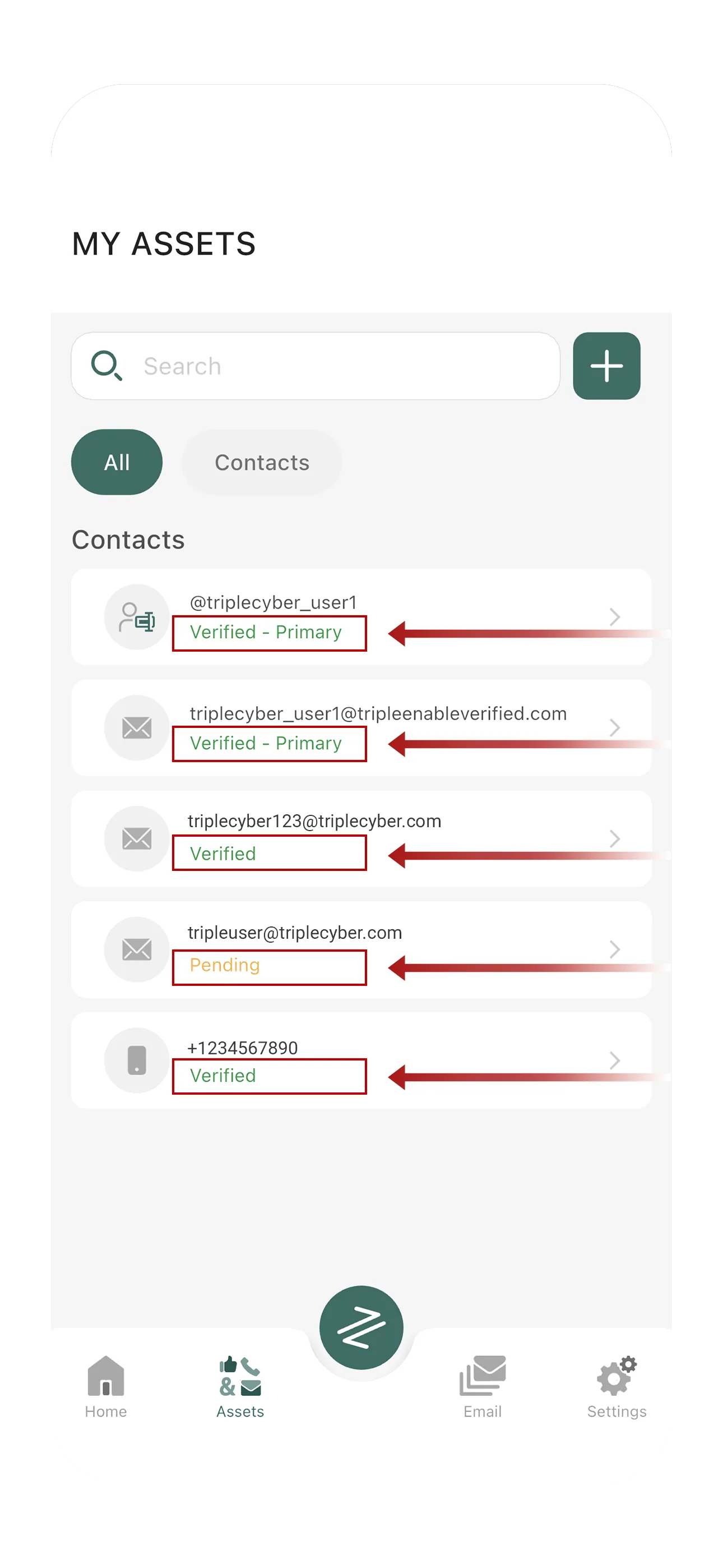 Asset verification status