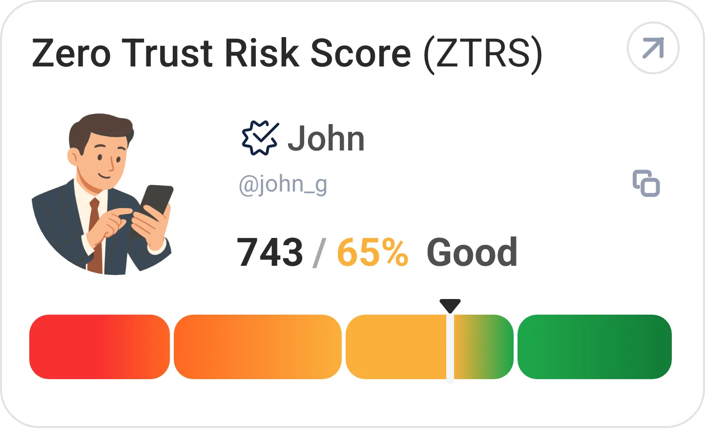 ZTRS score breakdown showing trust level indicators